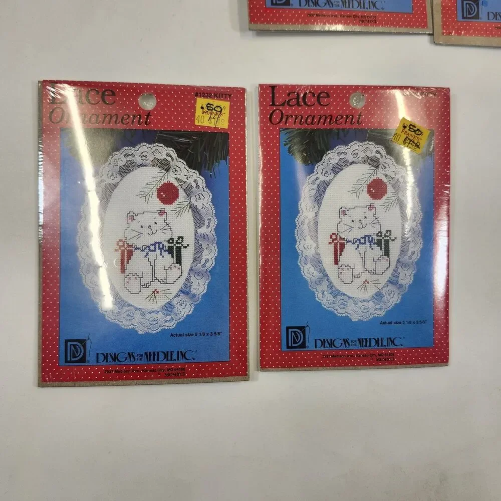 10 Designs for the Needle Counted Cross Stitch Lace Christmas Ornament Kits VTG